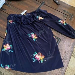 French Connection Dress NEW W Tags . Navy one shoulder ruffle . SZ 12